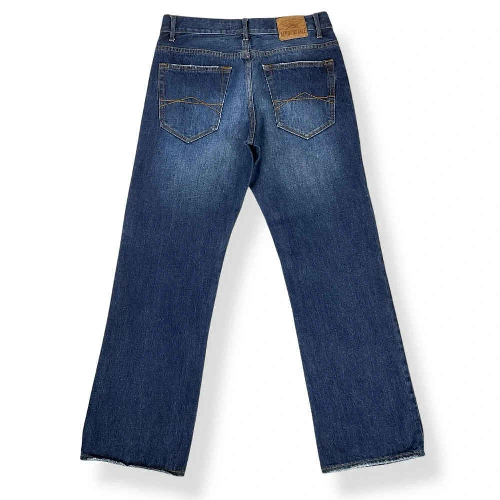 Aeropostale Men Jeans 30x32 (ACTUAL 30x29.5) Dark Blue Bootcut Benton Cotton EUC